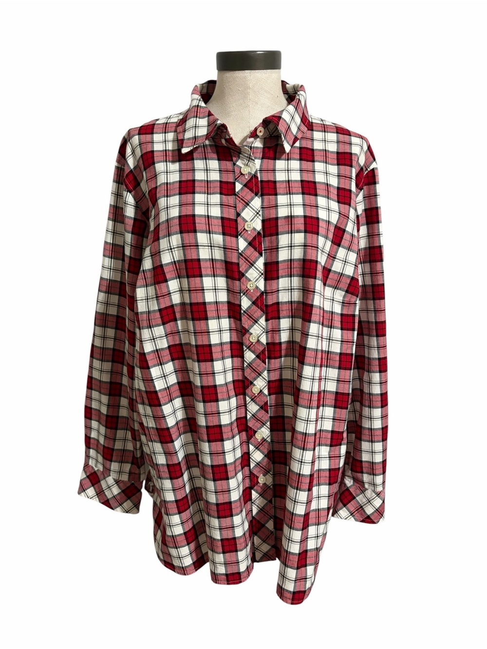 Talbots Classic Plaid Womens Botton Front Long Sleeve Shirt Preppy Holiday Sz 2X
